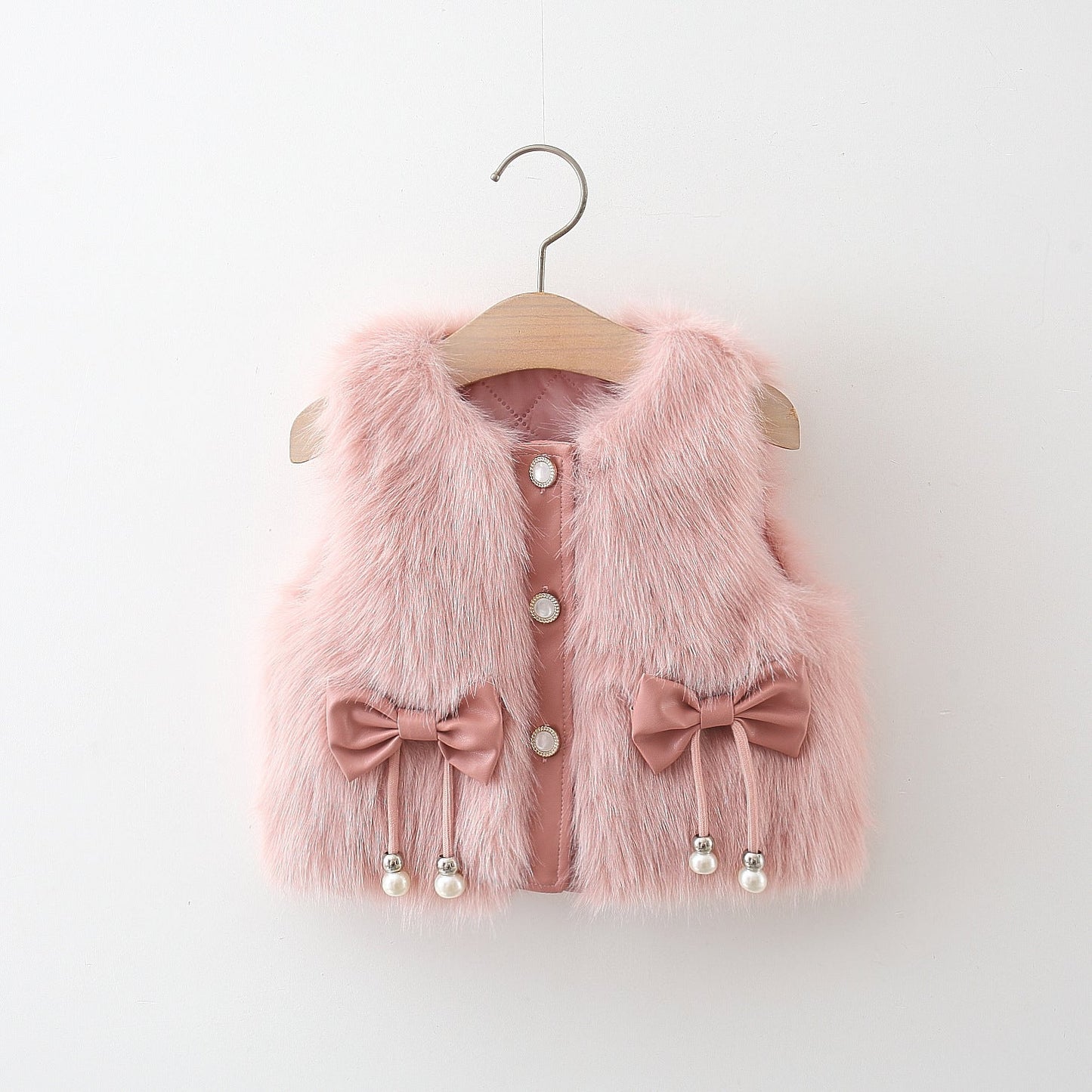 Adorable Infant Baby Girls Sleeveless Single Breasted Sweater Beaded Vest-0