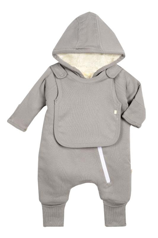 Soft Lined Jumpsuit + Bib - Gray
