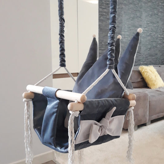 The Marlow Swing | Slate Padded Indoor Baby Hammock